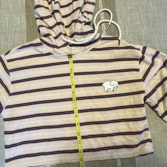 Ivory Ella Crystal Pink Striped Cropped Hoodie Organic Cotton Size XS Cute - Picture 8 of 9